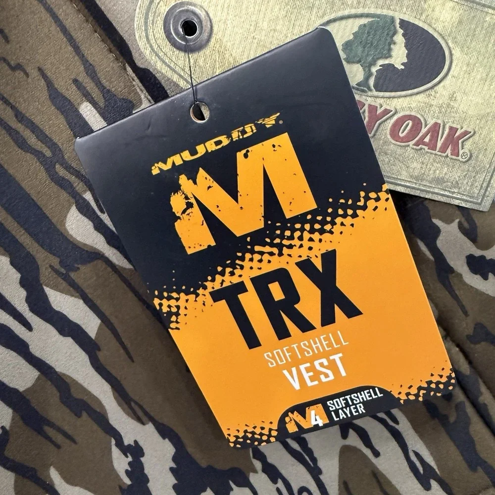 NWT Muddy Mossy Oak TRX Softshell Hunting Vest Size 2XL Bottomland Camo